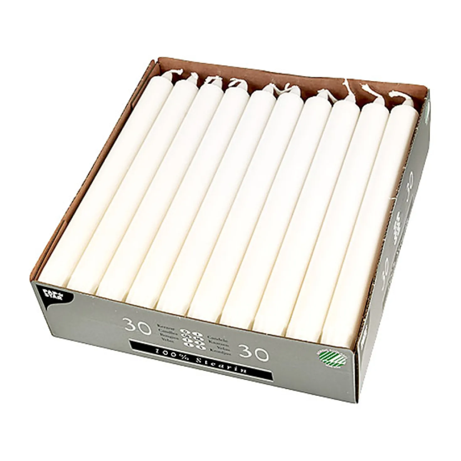 Kronljus Papstar Delsbo Stearin, vit, 20 cm, 30 st