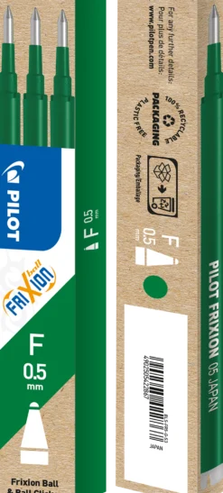 Kulpatron Pilot Frixion Point Clicker, grön, 0,5 mm, 3 st