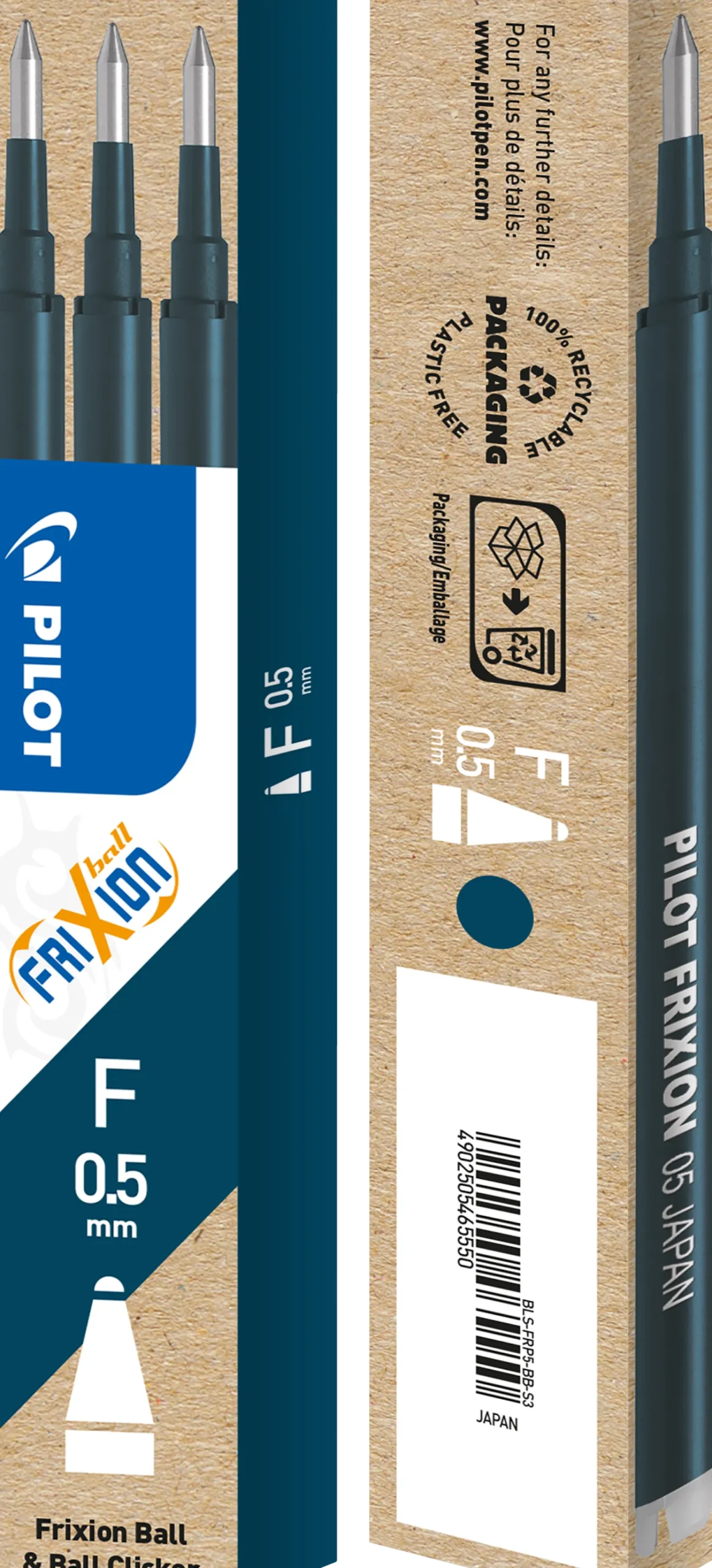 Kulpatron Pilot Frixion Point Clicker, mörkblå, 0,5 mm, 3 st