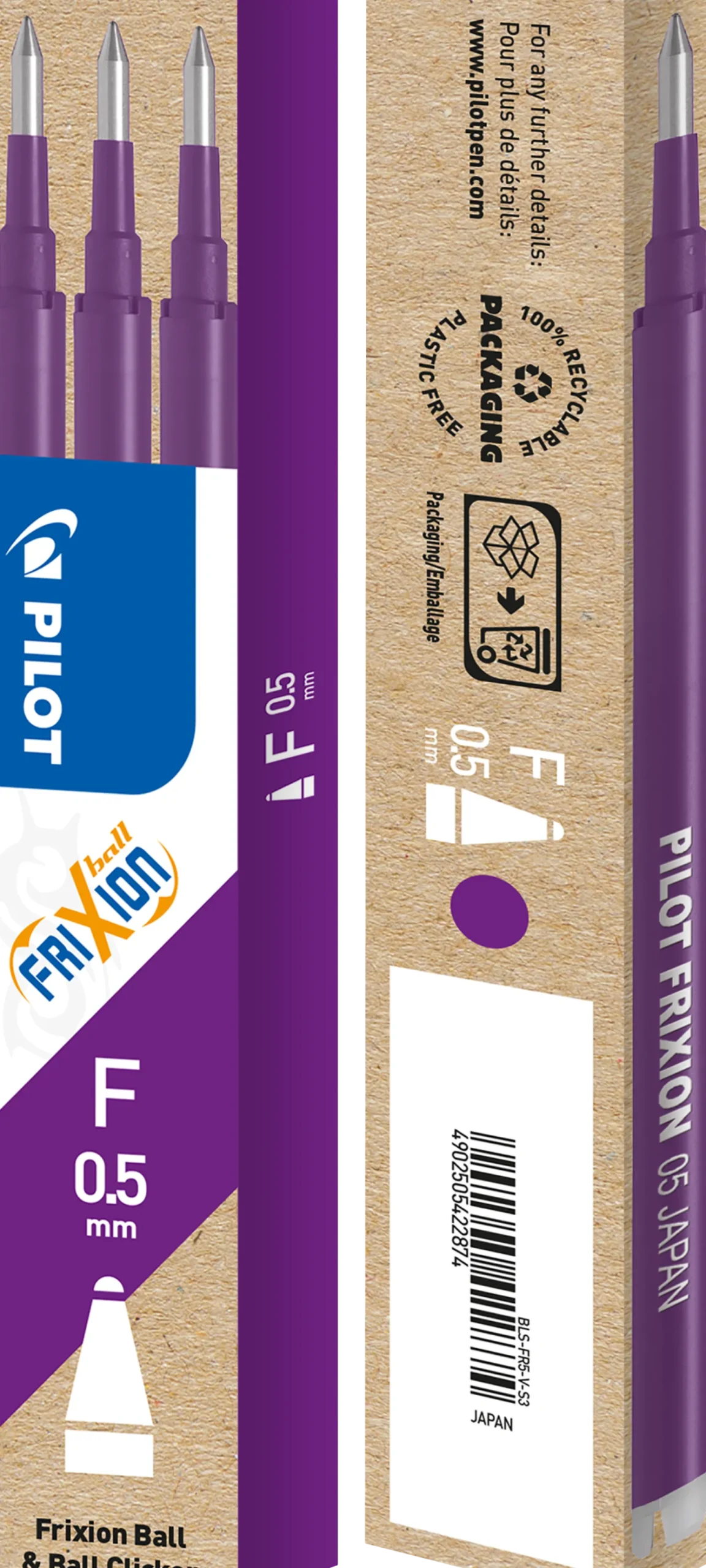 Kulpatron Pilot Frixion Point Clicker, lila, 0,5 mm, 3 st