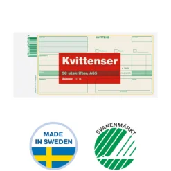 Kvittensblankett Esselte, 1/3 A4, 50 blad per block