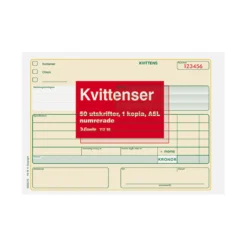 Kvittensblankett Esselte Numrerad A5L, självkopierande, 2x50 blad