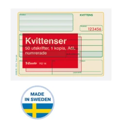 Kvittensblankett Esselte Numrerad A6L, självkopierande, 2x