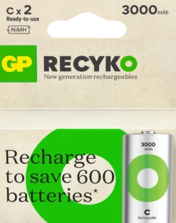 Laddbart batteri GP Recyko C 3000mAh, NiMH, 2-pack