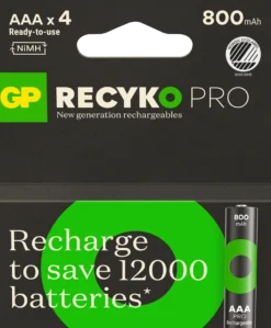 Laddningsbart batteri GP Recyko Pro AAA, 800 mAh, 4-pack