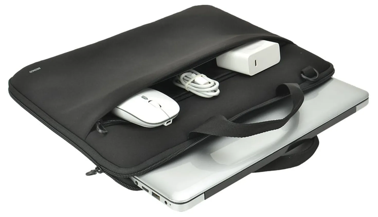 Laptopfodral Deltaco Neopren 13-14", axelrem, svart
