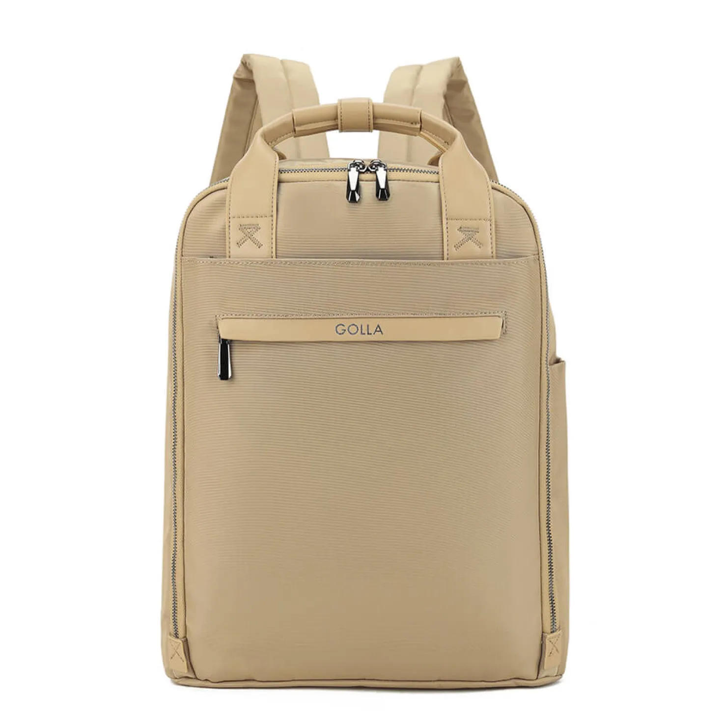 Laptopryggsäck Golla Lynx, 15.6 tum, nylon och läder, Coffee