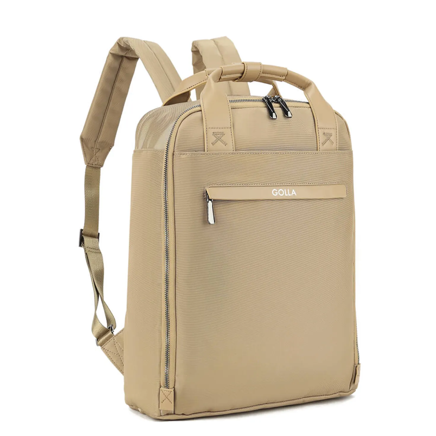 Laptopryggsäck Golla Lynx, 15.6 tum, nylon och läder, Coffee