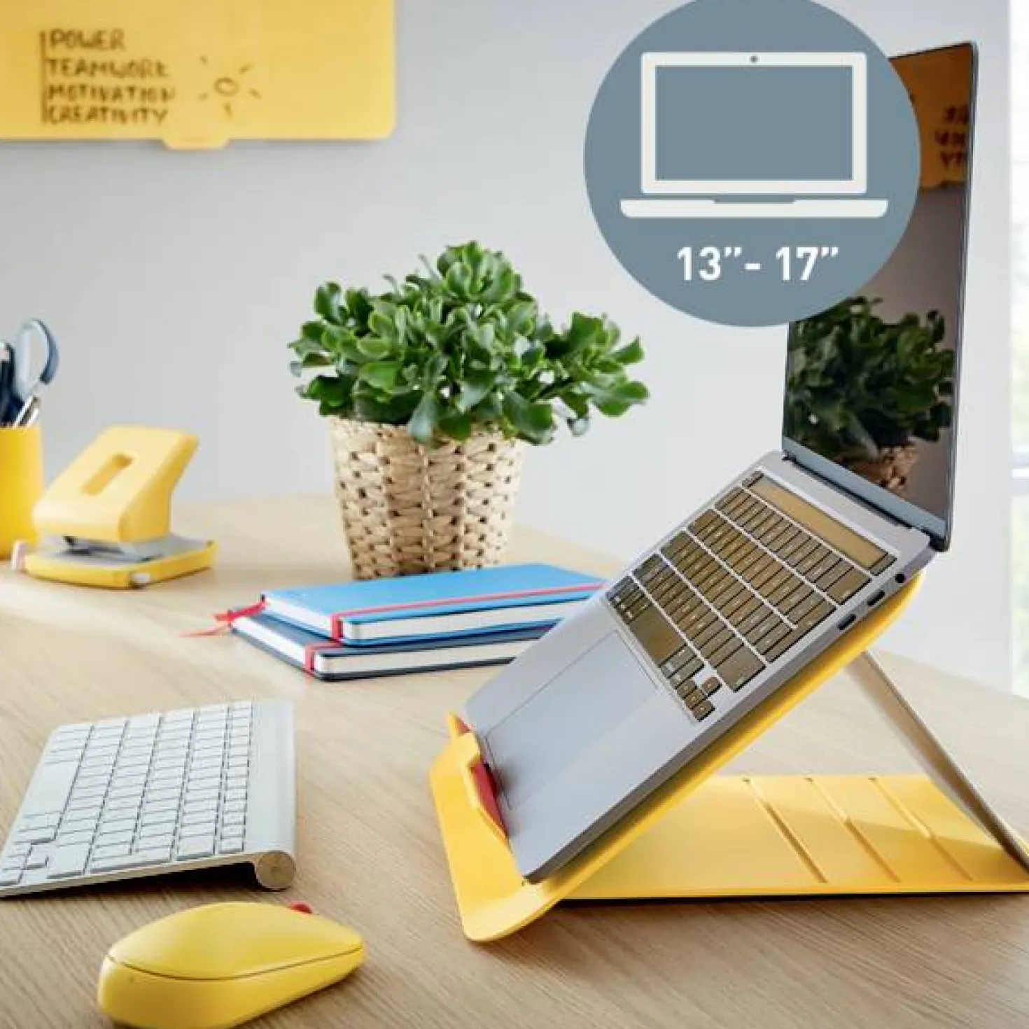 Laptopställ Leitz Cosy, justerbar höjd, 13-17 tum, gul