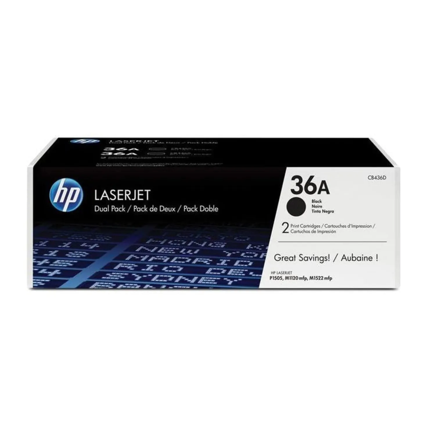 Lasertoner HP CB436AD 36A Svart Dualpack