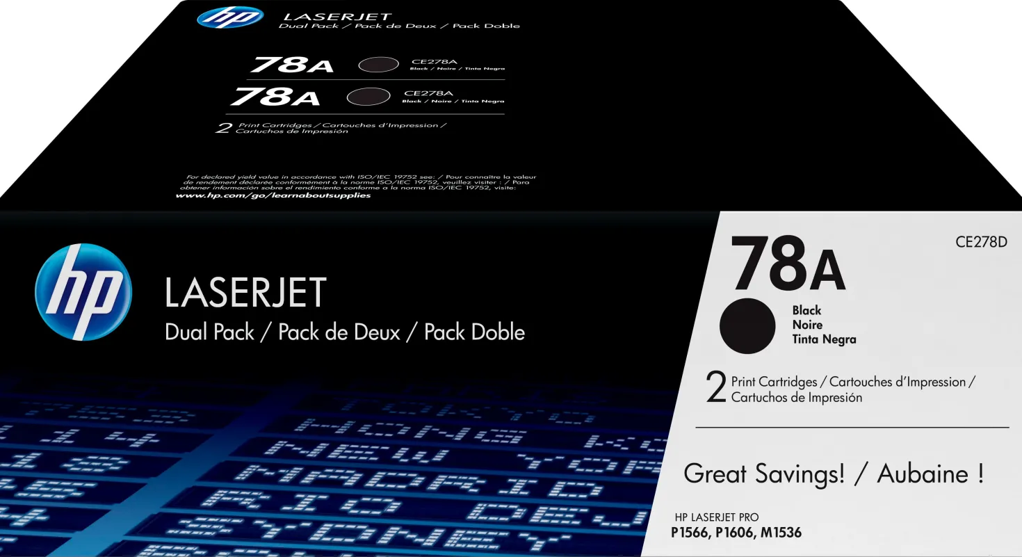 Lasertoner HP CE278AD 78A Svart Twinpack