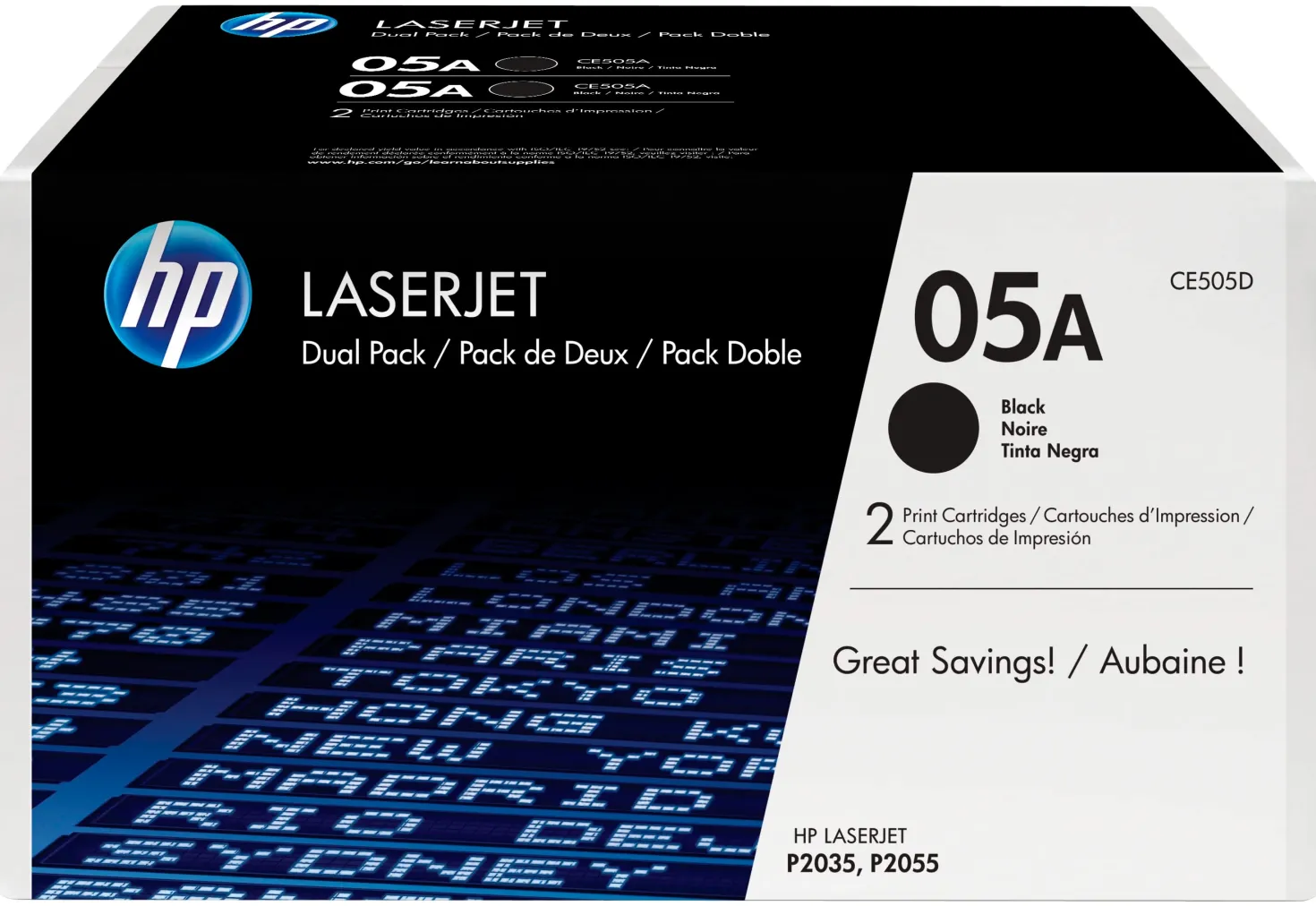 Lasertoner HP CE505D 05A Svart 2-pack