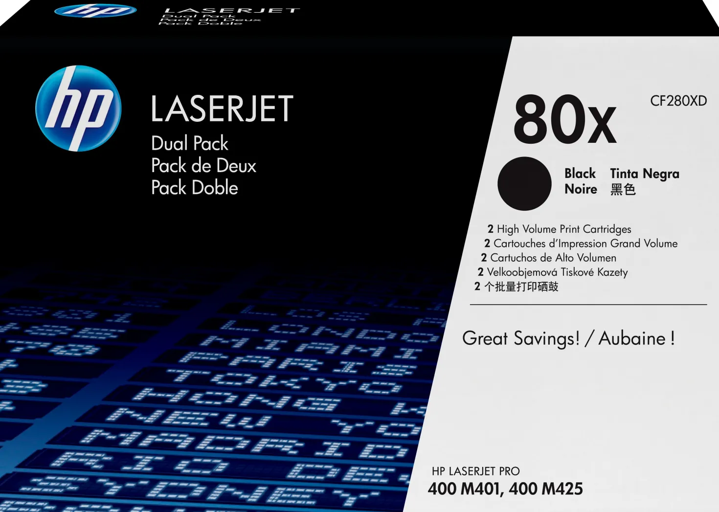 Lasertoner HP 80X Dualpack svart