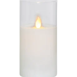 LED-blockljus M-Twinkle med timer, Ø 7,5 x 15 cm, varmgul