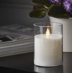 LED-blockljus M-Twinkle med timer, Ø 7,5x10 cm, varmvit
