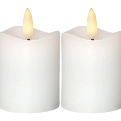 LED Blockljus Star Trading Flamme Vit, 2-pack, 5x7,5 cm, timer