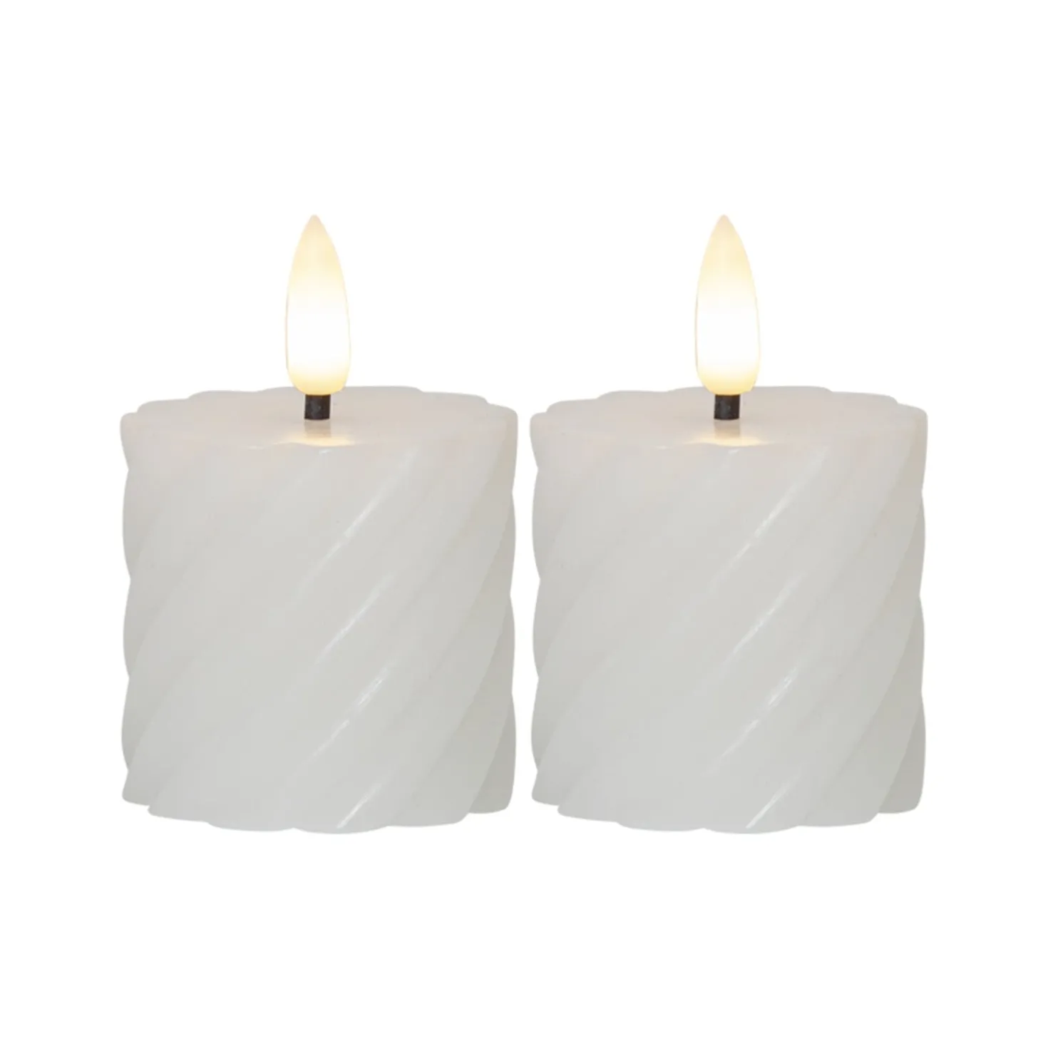 LED Blockljus Star Trading Flamme Vit, 2-pack, 5x7,5 cm, timer