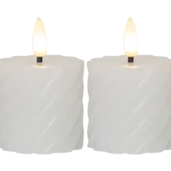 LED Blockljus Star Trading Flamme Vit, 2-pack, 5x7,5 cm, timer