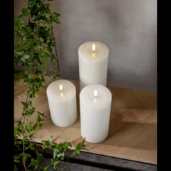 LED-blockljus Star Trading Flamme Flow, vit, 7,5x12,5 cm