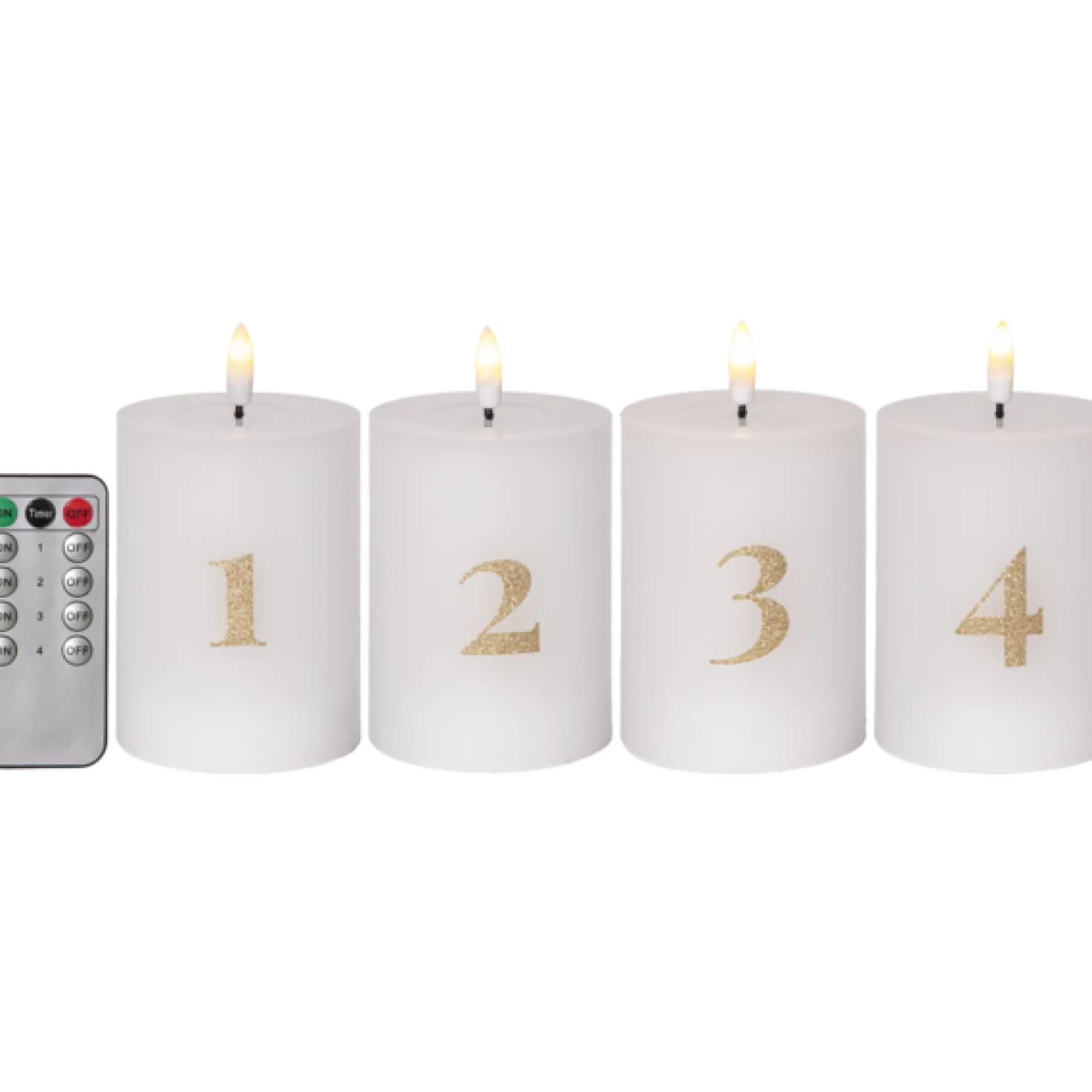 LED Blockljus Star Trading Flamme Advent, vit, 4-pack, 7,5x12,5 cm