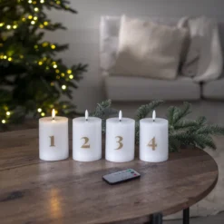 LED Blockljus Star Trading Flamme Advent, vit, 4-pack, 7,5x12,5 cm
