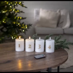 LED Blockljus Star Trading Flamme Advent, vit, 4-pack, 7,5x12,5 cm