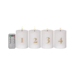 LED Blockljus Star Trading Flamme Advent, vit, 4-pack, 7,5x12,5 cm