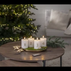 LED Blockljus Star Trading Flamme Advent, vit, 4-pack, 7,5x12,5 cm