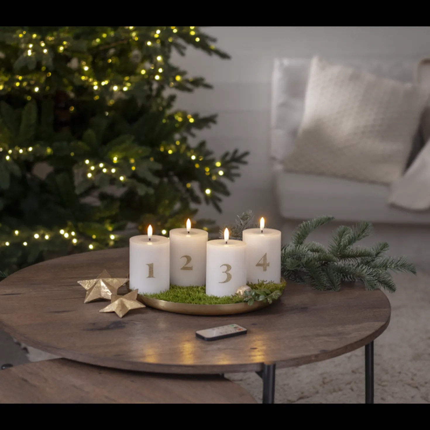 LED Blockljus Star Trading Flamme Advent, vit, 4-pack, 7,5x12,5 cm