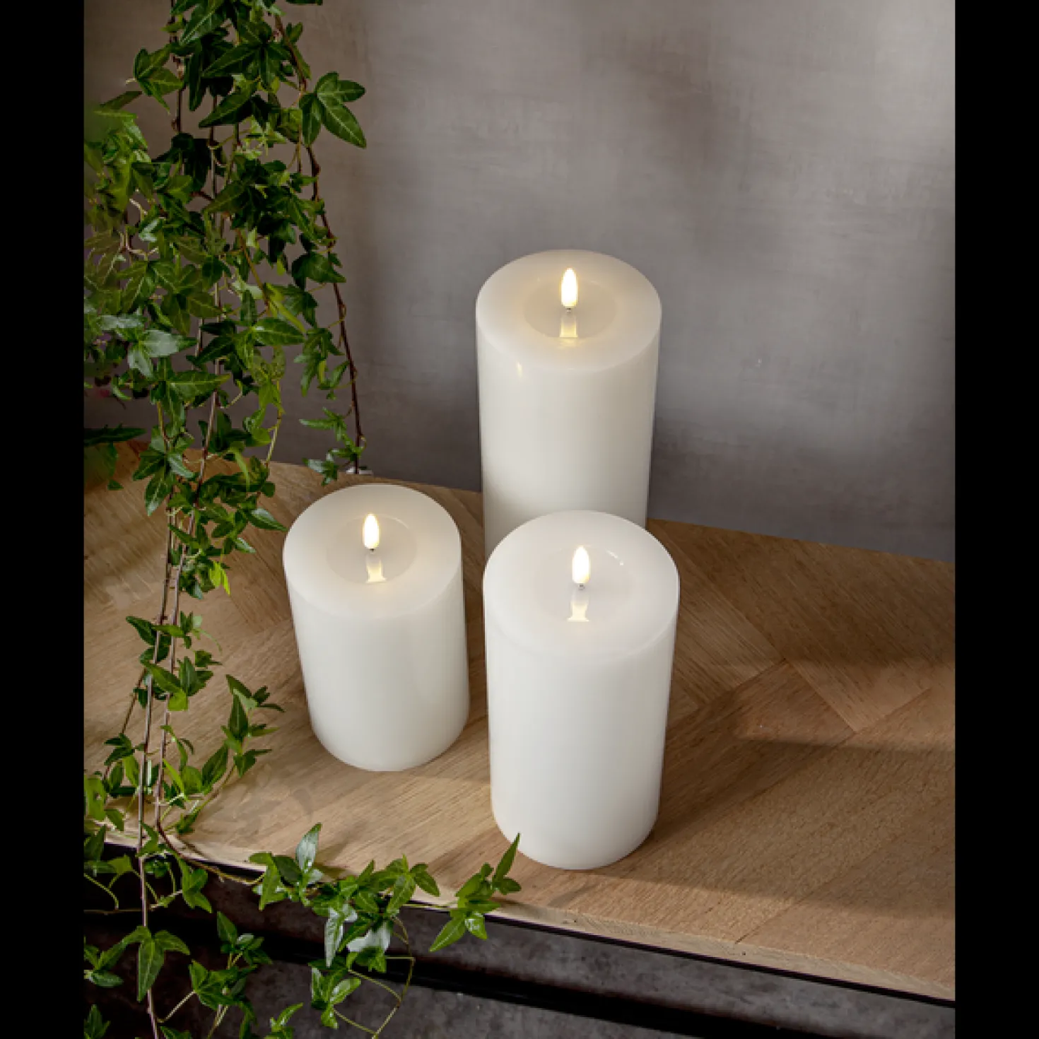 LED Blockljus Star Trading Flamme Flow, vit, 7,5x17,5 cm