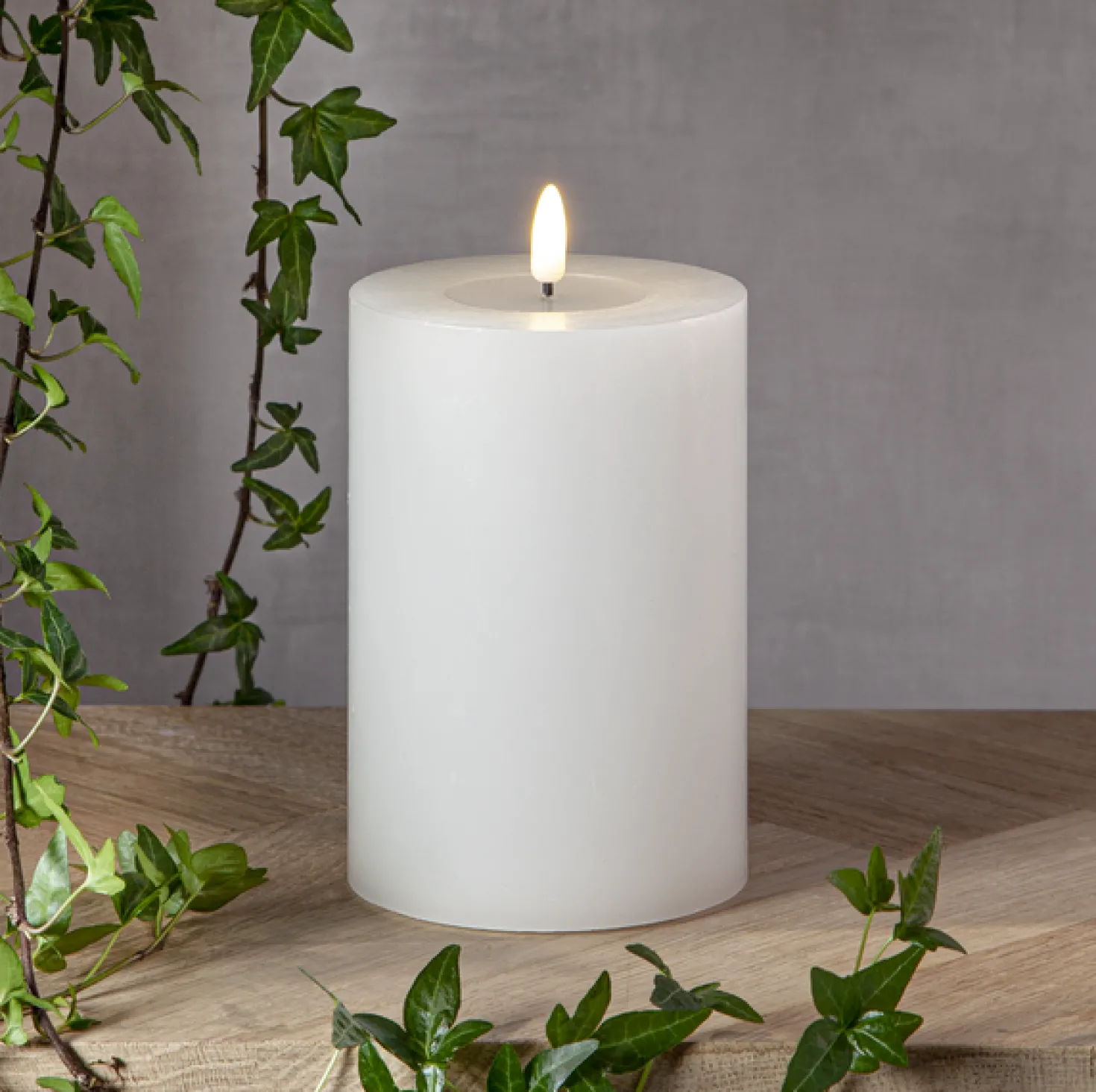 LED Blockljus Star Trading Flamme Flow, vit, 7,5x15 cm