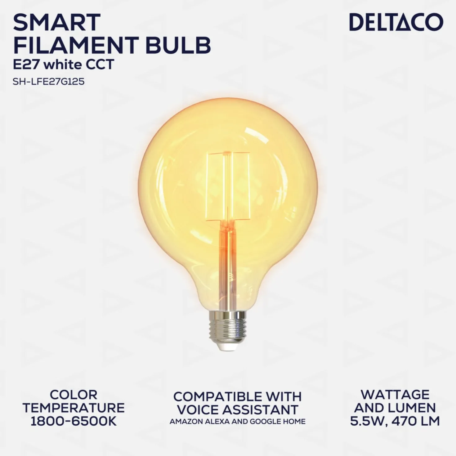 LED-lampa Deltaco SMART HOME Filament E27, WiFi, 5,5W, 470lm, dimbar