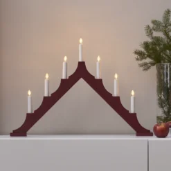 LED-ljusstake Star Trading Alma, röd, 7 ljus, 58x40 cm