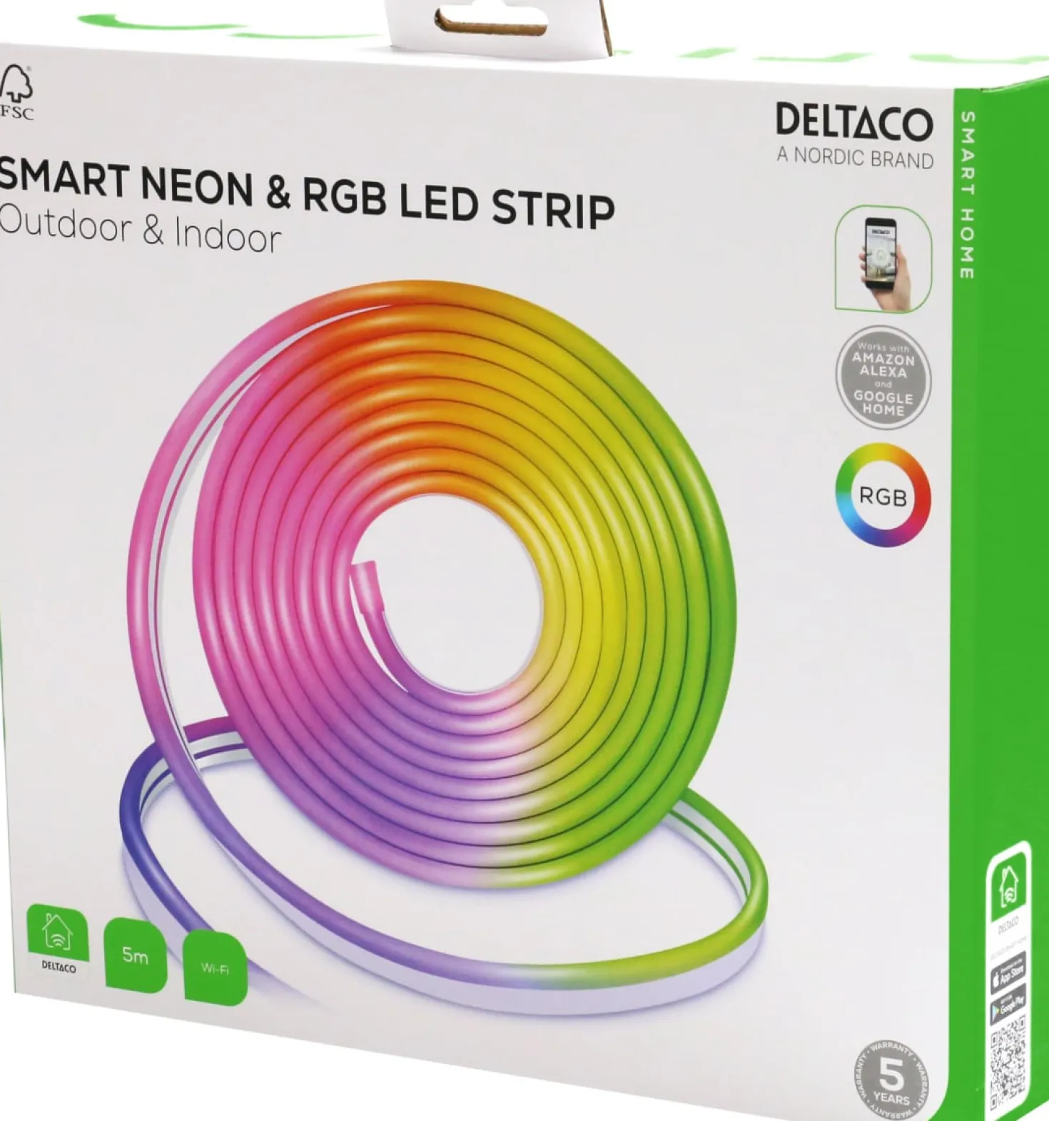 LED-strip Deltaco SMART HOME Neon RGB, 5 meter, appstyrd