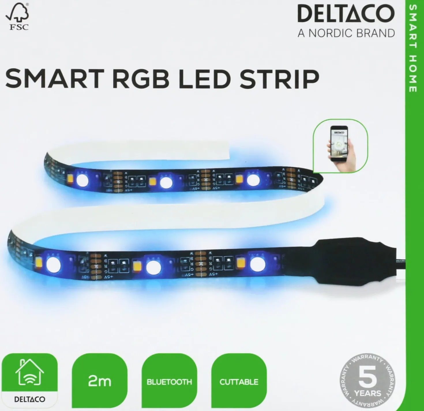 LED-strip Deltaco SMART HOME USB-driven, 2 meter
