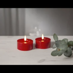LED-värmeljus Star Trading Flamme Flow, röd, timer, 2-pack