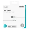 Lightning-kabel Deltaco USB-A till Lightning, vit, 2 m