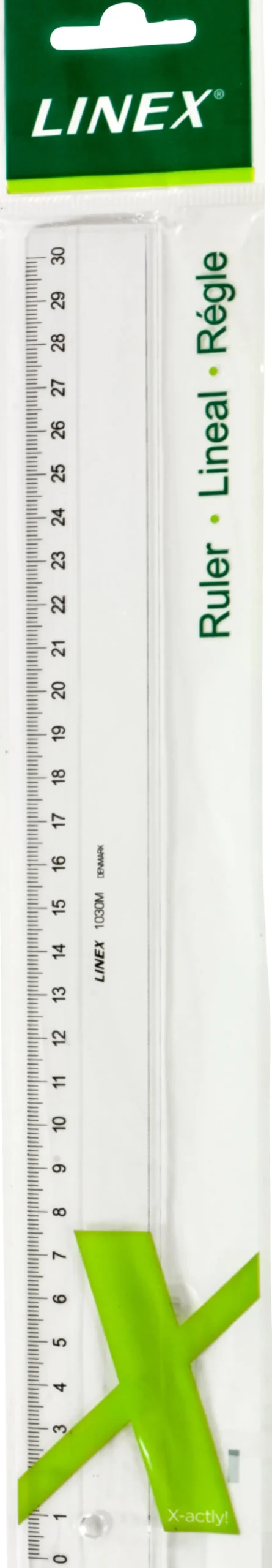 Linjal Linex 1030M, 30 cm, transparent, fasad kant