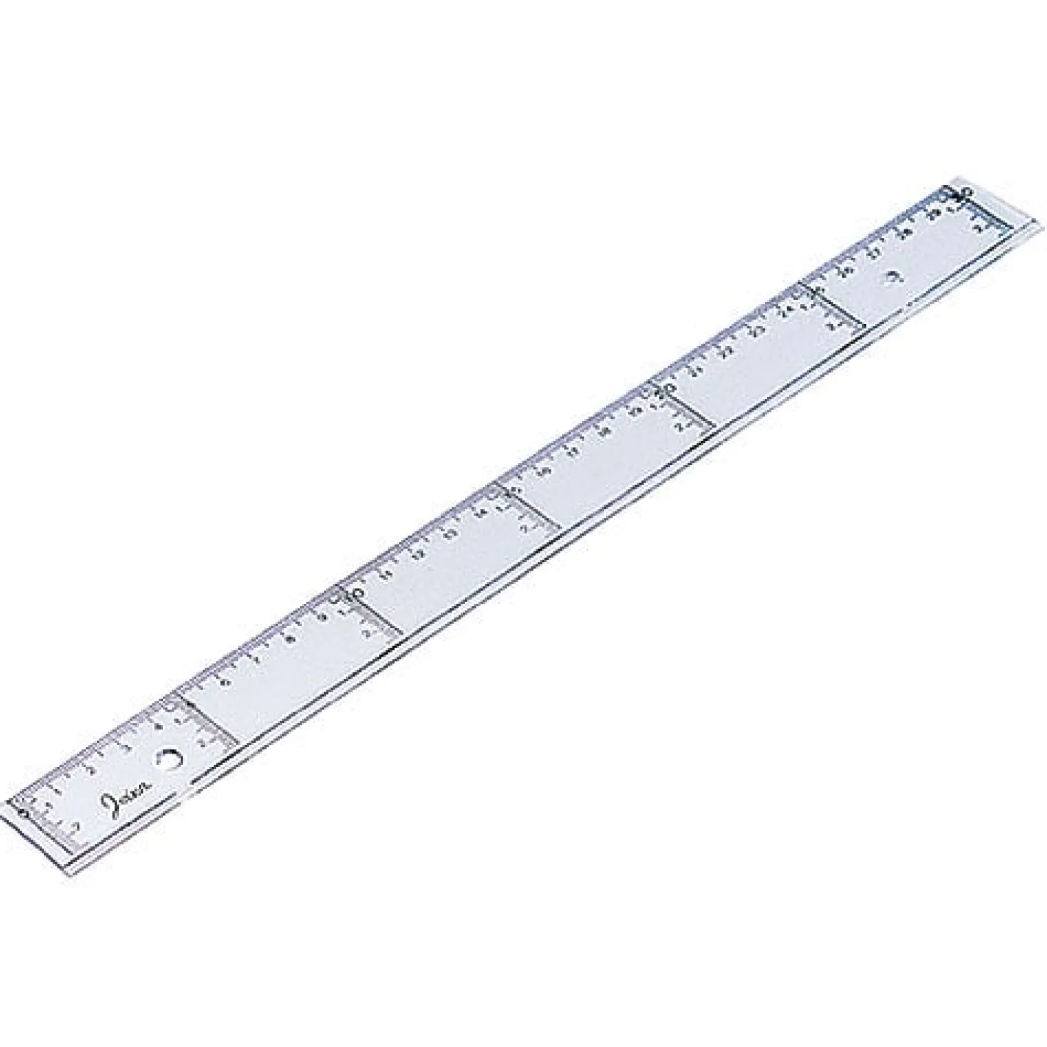 Linjal tvärgradig transparent, 50 cm, bläckkant