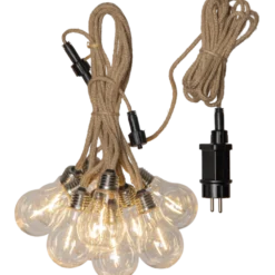 Ljusslinga Star Trading Jutta Outdoor, 10 LED, varmvit, beige jute