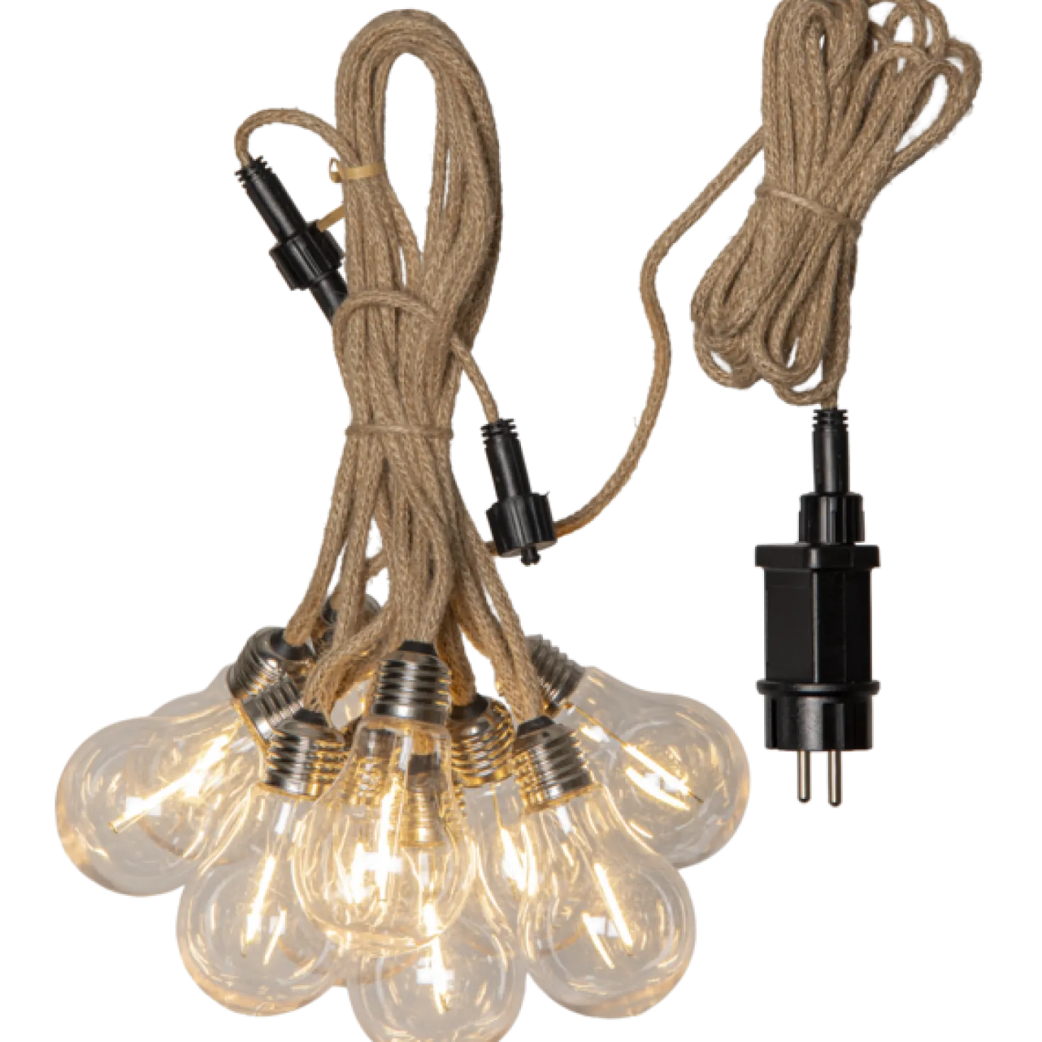 Ljusslinga Star Trading Jutta Outdoor, 10 LED, varmvit, beige jute