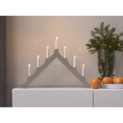 Ljusstake Star Trading Alma, 7-armad LED, beige, 58,5 cm