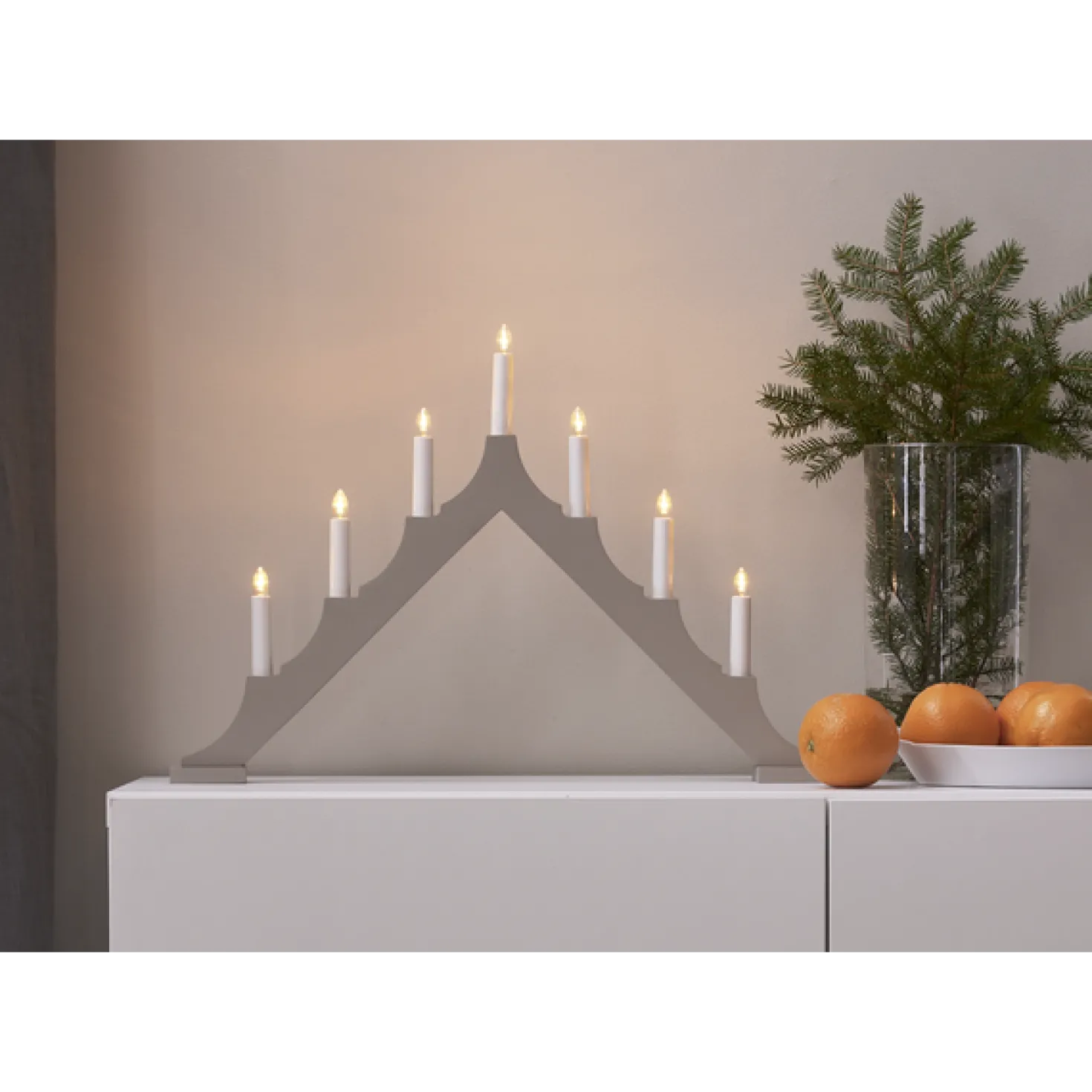 Ljusstake Star Trading Alma, 7-armad LED, beige, 58,5 cm