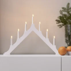 Ljusstake Star Trading Alma LED, vit, 7 ljus, 58,5 cm