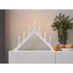 Ljusstake Star Trading Alma LED, vit, 7 ljus, 58,5 cm