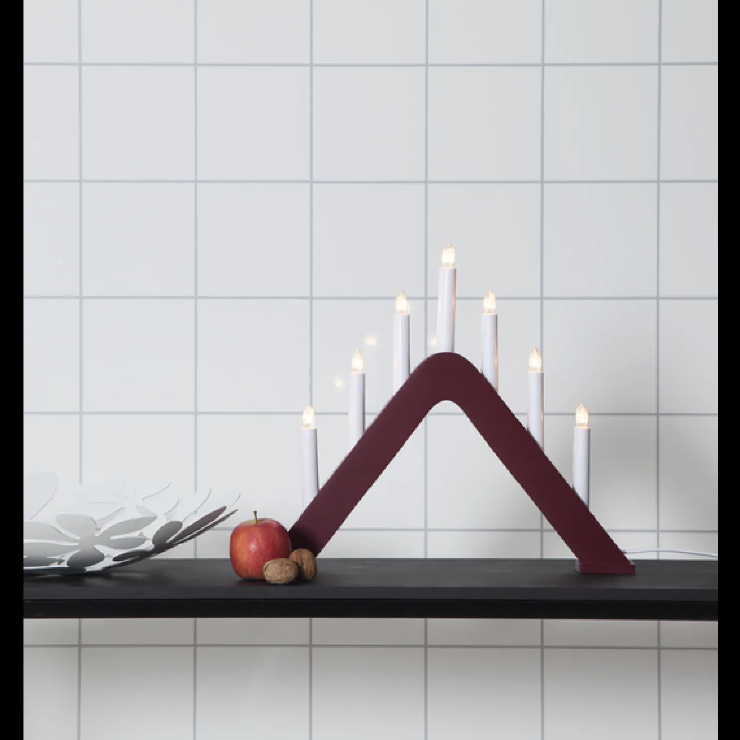 Ljusstake Star Trading Jarve LED Röd, 7 ljus, 41 cm