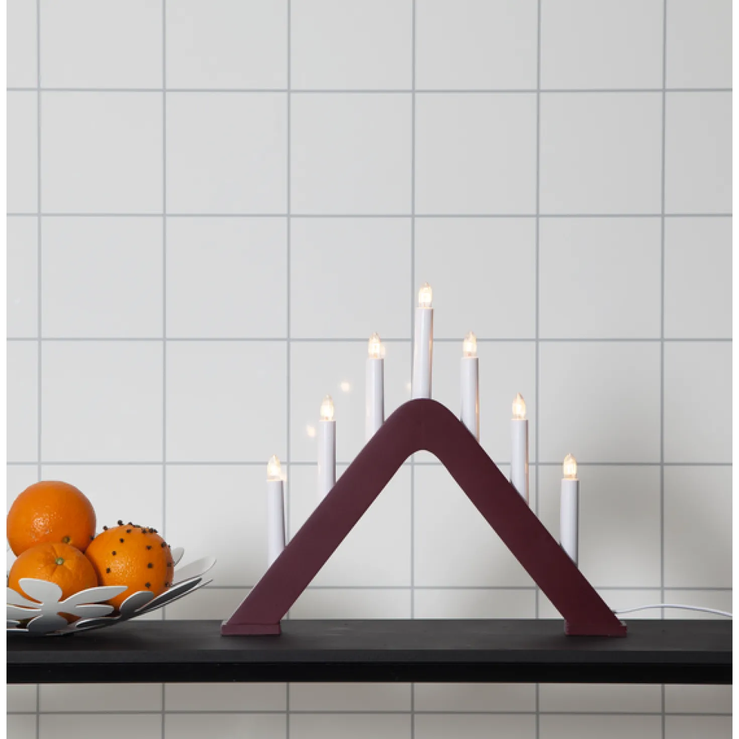 Ljusstake Star Trading Jarve LED Röd, 7 ljus, 41 cm