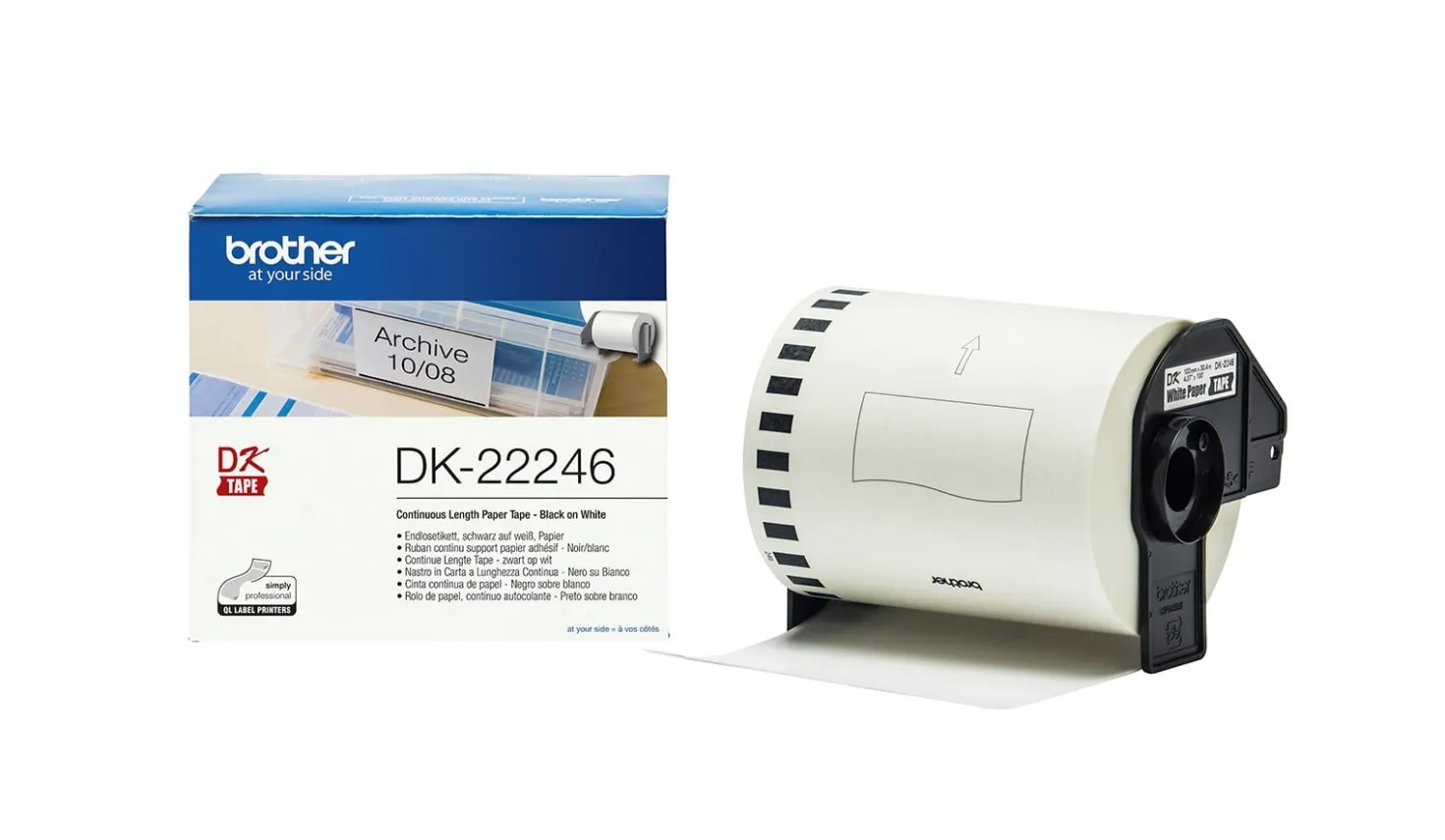 Löpande etikett Brother DK-22246, 103mm x 30,48m, vit