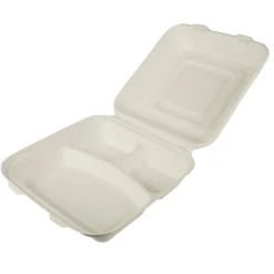 Matlåda Papstar Bagasse 3-delad, mikrovågssäker, vit, 300 st