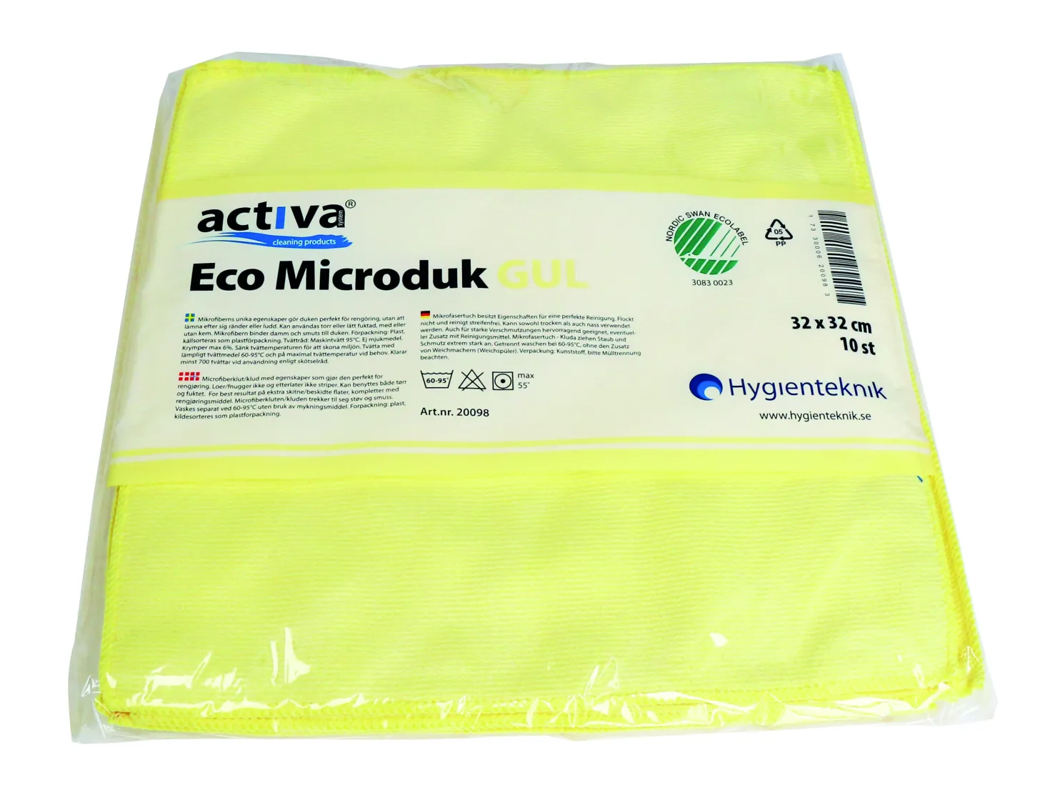 Mikrofiberduk Activa Eco, gul, Svanenmärkt, 700 tvättar